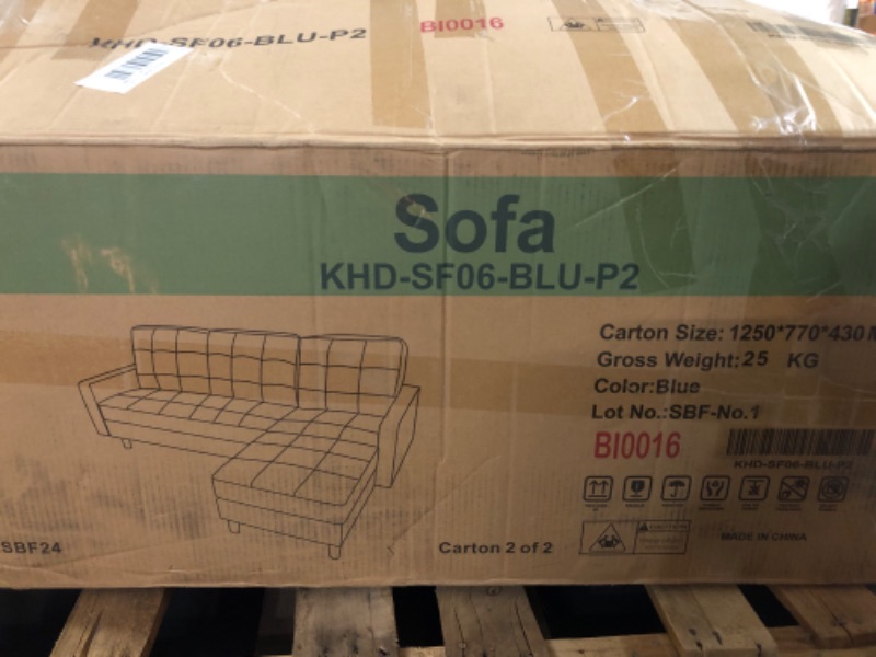 Photo 1 of (PARTIAL SET)**TRUCK OR TRAILER PICKUP ONLY**
VECELO Convertible Sectional Sofa, Modern Linen Fabric L-Shaped Couch with Reversible Chaise for Living Room/Apartment/Office, Blue