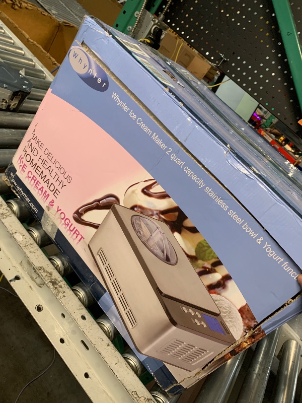 Photo 1 of (PARTS) (NOT FUNCTIONAL) Whynter Ice Cream Maker Machine & Yogurt Automatic 2 Qt. with Built-In Compressor, LCD Digital Display & Timer, No Pre-Freezing, ICM-220SSY, Stainless Steel
