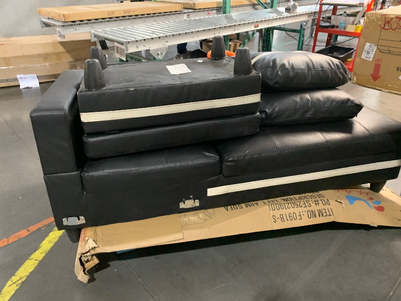 Photo 1 of ****PARTIAL SET*** USED***Black Leather Sectional Couch for Living Room Set,Sectional Sofa L Shape Couch with Storage Ottoman/Black+White Side Faux Leather/Facing Left Chaise