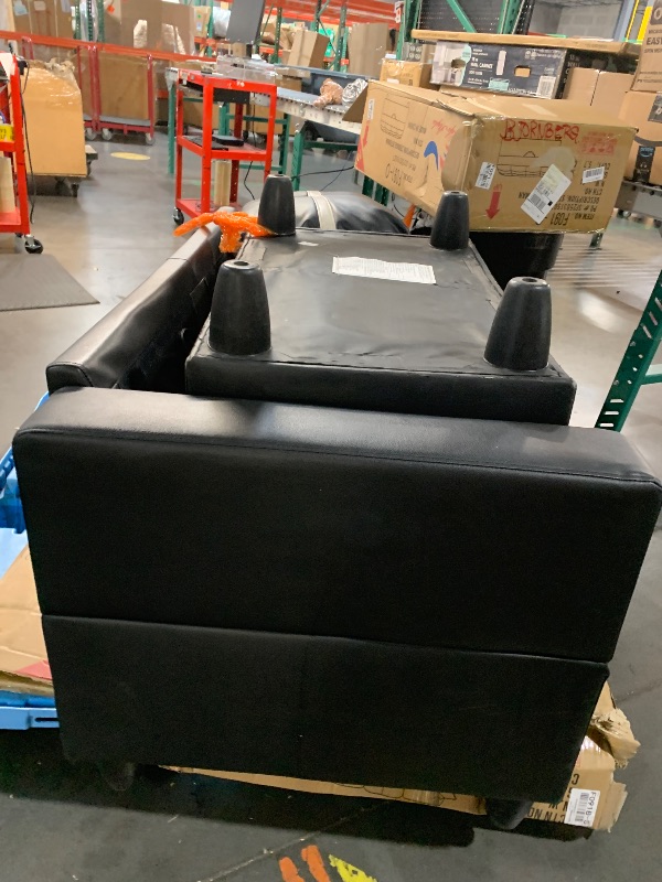 Photo 1 of ****PARTIAL SET*** USED***Black Leather Sectional Couch for Living Room Set,Sectional Sofa L Shape Couch with Storage Ottoman/Black+White Side Faux Leather/Facing Left Chaise