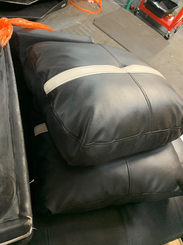Photo 1 of ****PARTIAL SET*** USED***Black Leather Sectional Couch for Living Room Set,Sectional Sofa L Shape Couch with Storage Ottoman/Black+White Side Faux Leather/Facing Left Chaise