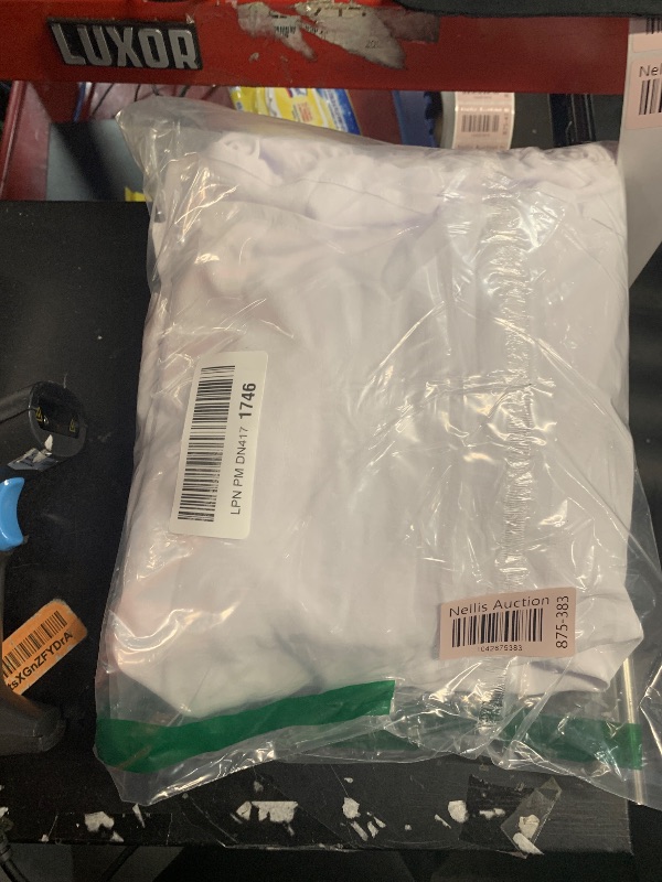 Photo 1 of (MEDIUM) (BAGGED) Lucrosun Women's Summer V Neck Short Puff Sleeve A Line Tiered Midi Dress (White-M)