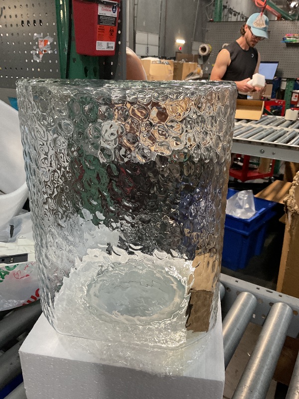 Photo 1 of (Used)(see images)  4.6 Gallon Glass Drink Dispenser with Stand and Stainless Spigot Beverage Dispensers with Lids Cold Drink Dispenser Glass Jug 