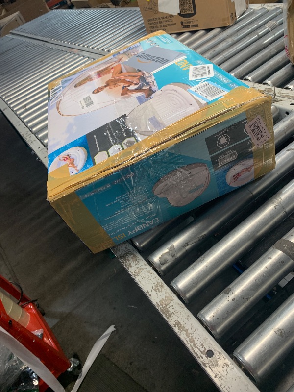 Photo 1 of Intex 58292EP Canopy Island Inflatable Pool Float: Comfortable Lounge Surface – Built-in Cup Holders – Detachable Sunshade – 440lb Max Weight Capacity – 78.5" x 59"