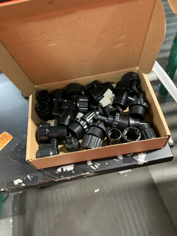 Photo 1 of 4 Sets Garden Expandable Hose Repair Kit Faucet Adapter Hose Female Male Connectors with 4 Pieces Hose Shut Off Valve and 8 Pieces 3/4 Inch Rubber Gaskets