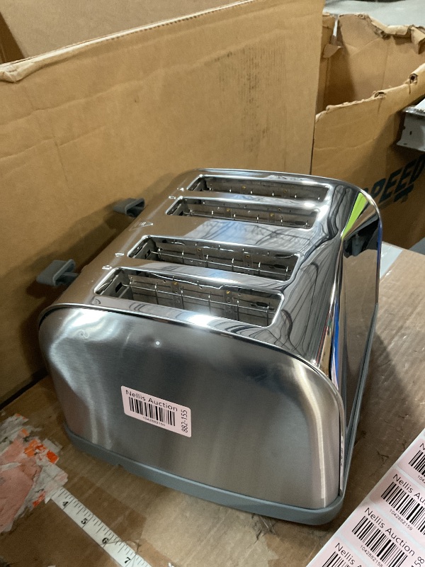 Photo 1 of **HAS A DENT ON THE BACK LITTLE BIGGER THAN PALM SIZE** Toaster 4 Slice Retro Stainless Steel,Best Prime 4 Slice Toaster Wide Solt with 7 Shade Settings, Perfect for Waffles, Bagels and More Lainsten T-527