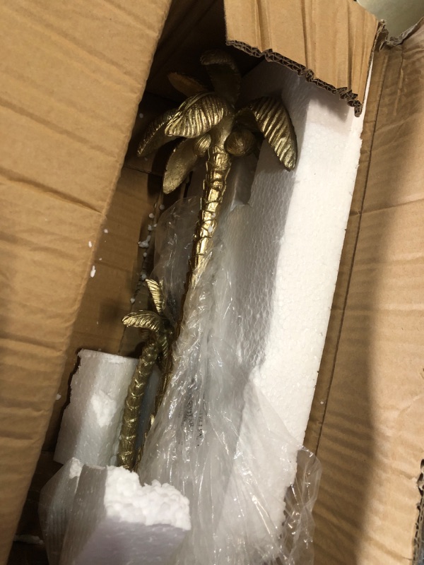 Photo 1 of ***(MINOR DAMAGE/ SEE NOTES)***Deco 79 Polyresin Tree Decorative Sculpture Palm Home Decor Statue, Accent Figurine 7" x 5" x 16", Gold