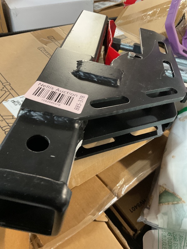 Photo 1 of Upgraded Tractor Clamp on Trailer Hitch Receiver, Tractor Bucket Hitch Non-Slip 2" Ball Mount Adapter for Tractor Bucket Kubota Deere Bobcat, Bucket Trailer Hitch Attachment (Black)