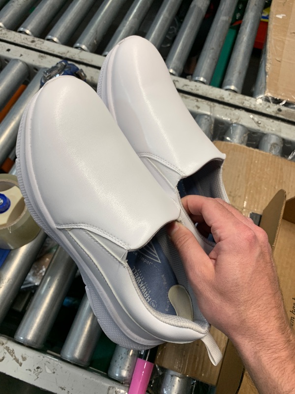 Photo 1 of (HEAVILY USED) Hawkwell Women's Slip On Arch Support Lightweight Slip Resistant Comfortable Nurse Shoes,White Synthetic,9 M US