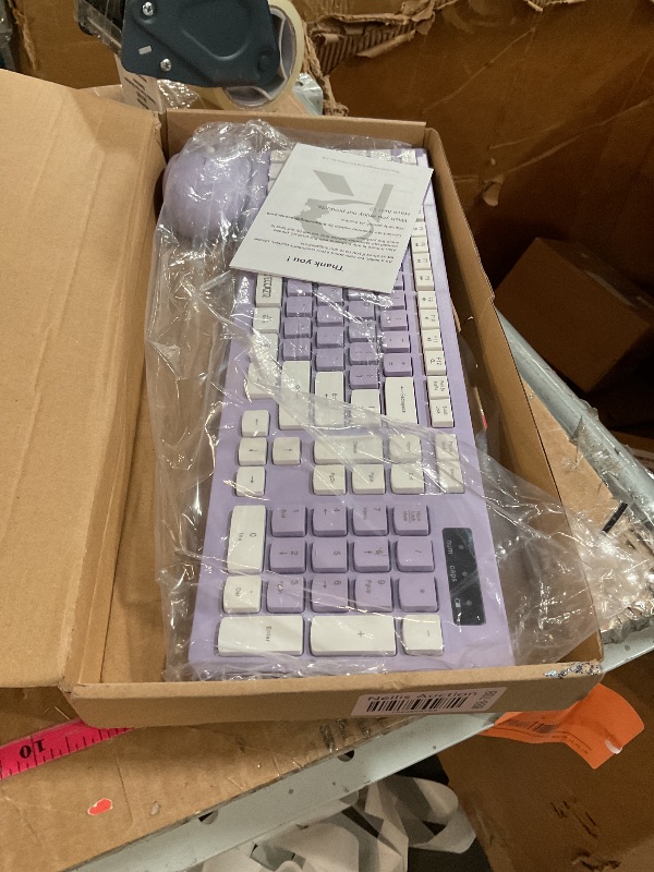 Photo 1 of RECCAZR Wireless Keyboard and Mouse Combo, Full-Sized Wireless Keyboard and Adjustable DPI Mouse, 2.4GHz USB Receiver, Wireless Keyboard and Mouse for PC, Windows, Desktop, Laptop (Purple)