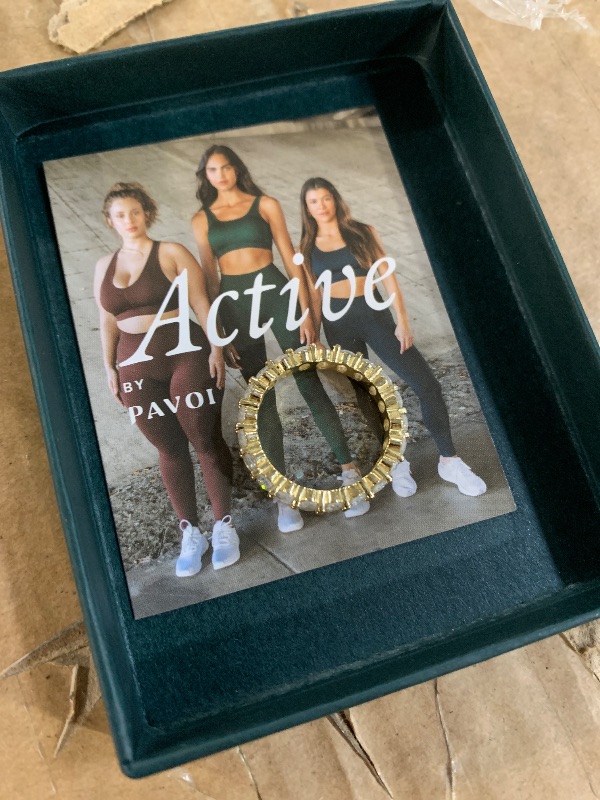 Photo 1 of (Missing stone) PAVOI 14K Gold Plated Rings - Oval Cubic Zirconia Love Ring and Eternity Ring - 5mm Stackable for Women