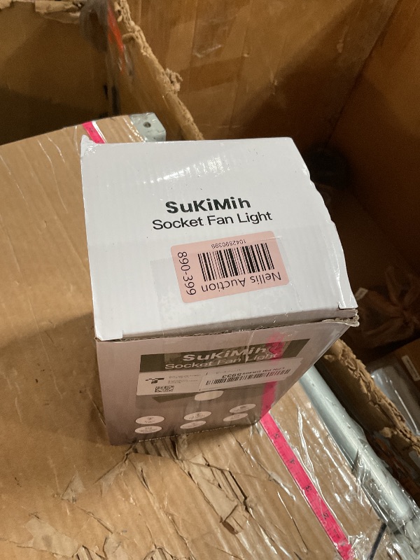 Photo 1 of SUKIMIH Socket Fan Light, 20.5" Outdoor/Indoor Ceiling Fan with Lights, 16.4 Ft Cord with Hook UL Listed, LED Socket Fan Light with Remote (Black)