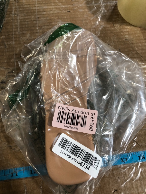 Photo 1 of ***(HEAVILY USED/ MINOR DAMAGE)***GORGLITTER Women's Clear Sandals Strappy Jelly Flat Slides Dressy Open Toe Cute Vacation Beach Shoes 2025 Nude Clear 6.5