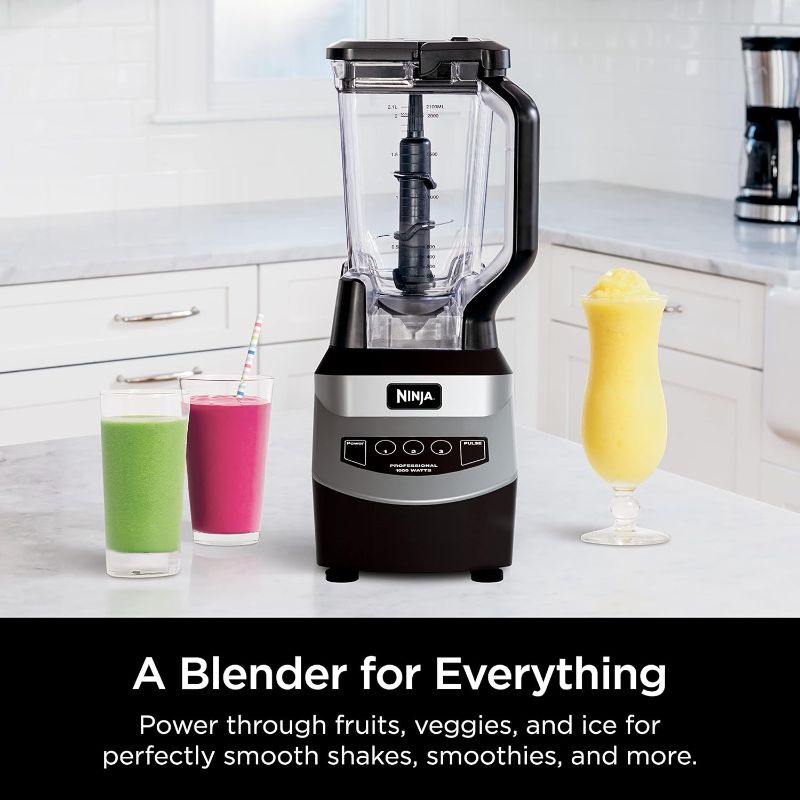Photo 1 of (PARTIAL SET) (USED/FAIR) Ninja Blender, For-Smoothies, Salsa, Shakes, Slush, and-Frozen Drinks, Pitcher, and-Lid, for-Kitchen, Crushes Ice, Fruit, and-Veggies, 1000-Watt, Dishwasher Safe, Black, NJ601AMZ?
