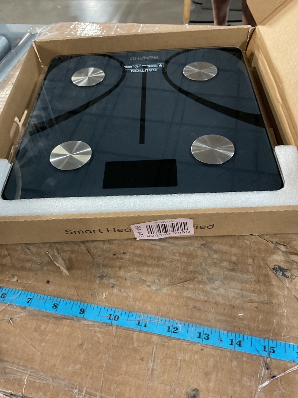 Photo 1 of (UNTESTED) (MISSING BATTERY) RENPHO Smart Scale for Body Weight, FSA HSA Eligible, Digital Bathroom Scale BMI Weighing Bluetooth Body Fat Scale, Body Composition Monitor Health Analyzer with Smartphone App, 400 lbs - Elis 1