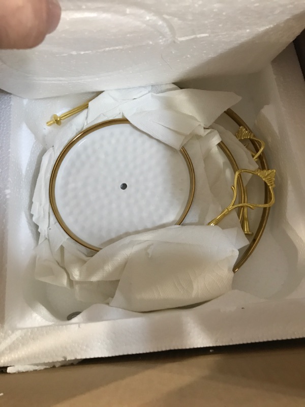 Photo 1 of Tosnail Set of 2 Porcelain Cupcake Stand Ceramic Dessert Stand Tiered Serving Trays with Gold Rod, 3 Tiers and 2 Tiers Cake Stand Party Serving Trays Fruit Pastry Holders for Wedding and Party