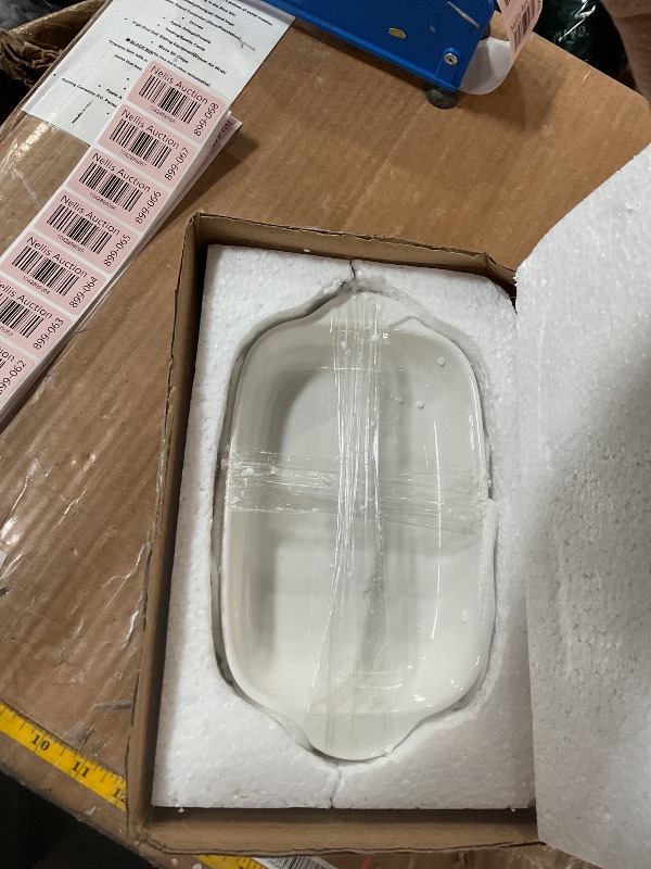 Photo 1 of LEETOYI Ceramic Small Baking Dish, Porcelain 2-Piece Rectangular Bakeware with Double Handle, Baking Pans for Cooking and Cake Dinner 7.5"×5 (White)