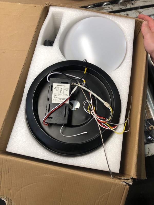 Photo 1 of (PARTS) (UNTESTED) POCHFAN 40 Inch Black Ceiling Fans with Lights and Remote, LED Low Profile Flush Mount Ceiling Fan for Bedroom, Living Room, Quiet DC Motor, Dimmable 6 Speeds