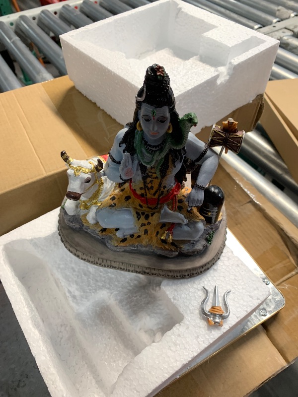 Photo 1 of ***(MINOR DAMAGE/ SEE NOTES)***alikiki Indian God Lord Shiva Statue - Gifts for Indian Hindu 6.7" H Shiva Idol W/Cow Indian Return Gifts Yoga Studio Meditation Room Spiritual Decor Home Office Mandir Altar Pooja Item