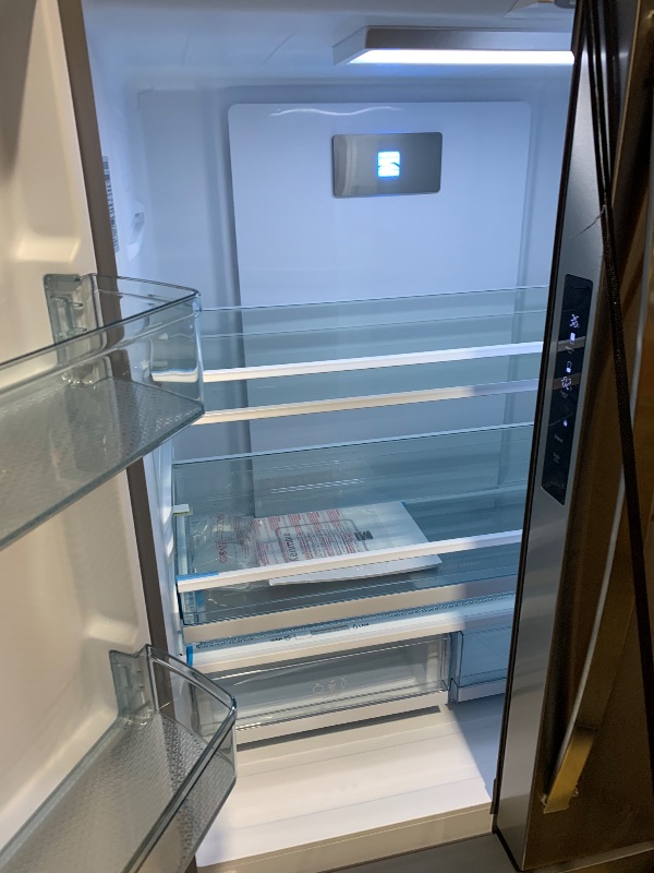 Photo 1 of ************FOR PARTS ONLY-SEE NOTES BEFORE BID**************
Kenmore 36" French Door Refrigerator with Freezer - Accela Chill, Adjustable Shelving, Humidity Controlled Crispers, ENERGY STAR Certified, 20.3 cu. ft. Capacity, Fingerprint Resistant Stainles