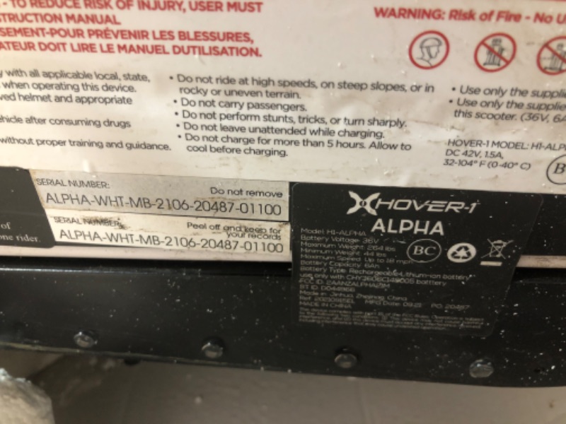 Photo 1 of Hover-1 Alpha Foldable Electric Scooter with 450W Brushless Motor, 18 mph Max Speed, 10” Air-Filled Tires and 12 Mile Range