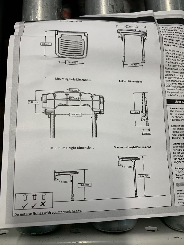 Photo 1 of (used)(stock photo for reference only) Bench For Bathtub, Height Adjustable Shower Bench with Backrest, Shower Seat