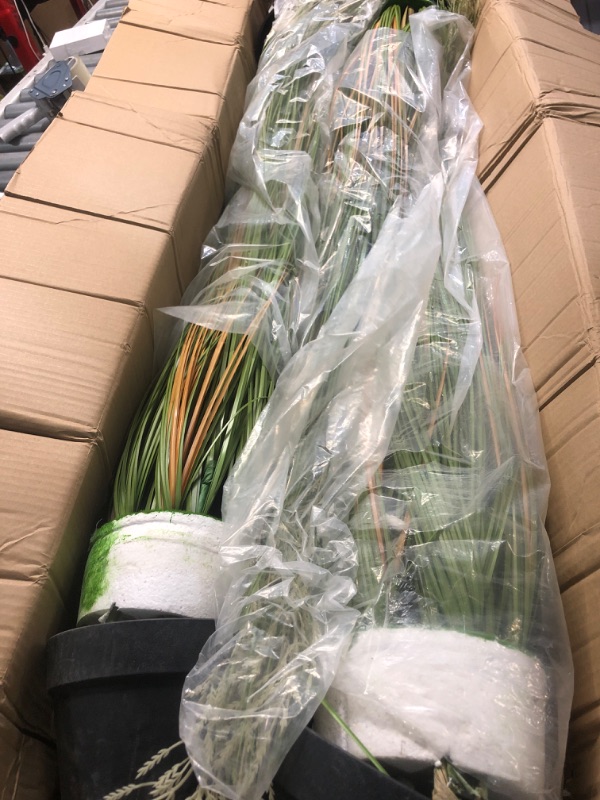 Photo 1 of (used)(minor damage)(see all images) Jexine 3 Pcs 4 ft Tall Artificial Grass Plant Potted Artificial Greenery Floor Plants Faux Pampas Grass Tall in Pot 