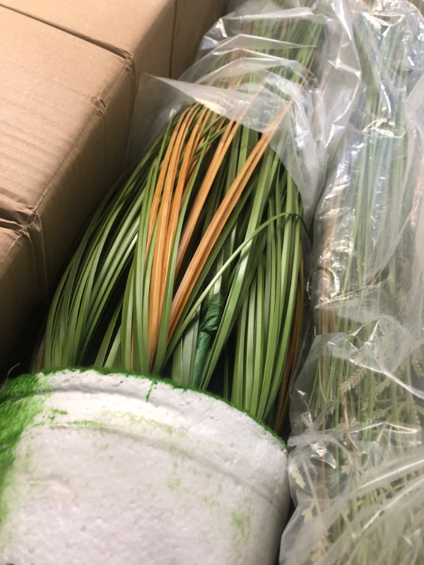 Photo 1 of (used)(minor damage)(see all images) Jexine 3 Pcs 4 ft Tall Artificial Grass Plant Potted Artificial Greenery Floor Plants Faux Pampas Grass Tall in Pot 