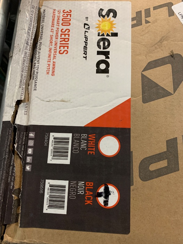 Photo 1 of ***FACTORY SEALED, OPENED FOR INSPECTION***Solera 12V Smart Arm 63" Awning Hardware Kit for 5th Wheels, RVs, Travel Trailers, Power Extend and Retract, Safety Lock Button, Weatherproof - 759516