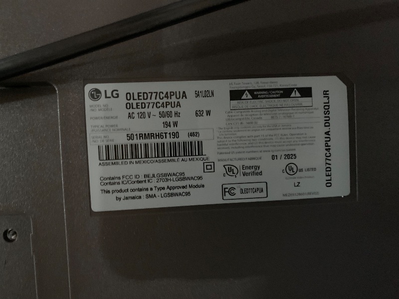 Photo 1 of ***NO PACKAGING***

LG 77-Inch Class OLED evo C4 Series Smart TV 4K Processor Flat Screen with Magic Remote AI-Powered with Alexa Built-in (OLED77C4PUA, 2024)