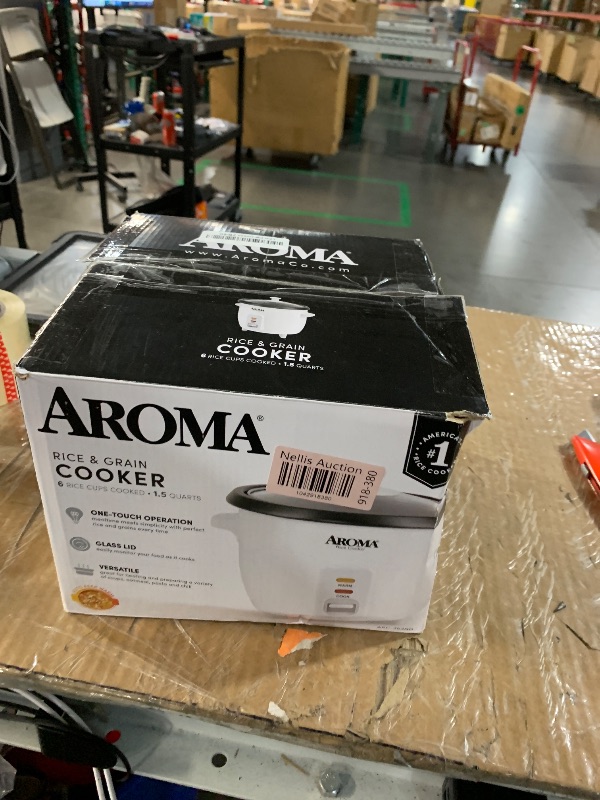Photo 1 of Aroma Housewares Aroma 6-cup (cooked) 1.5 Qt. One Touch Rice Cooker, White (ARC-363NG), 6 cup cooked/ 3 cup uncook/ 1.5 Qt.