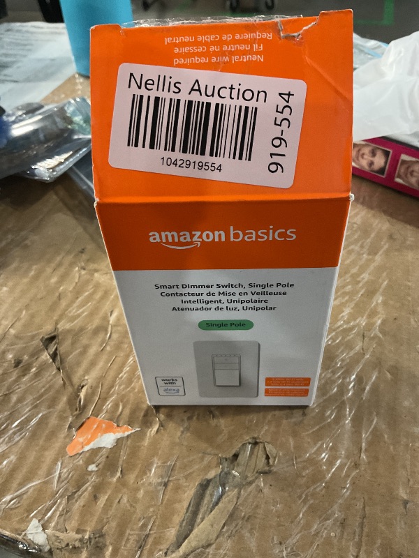 Photo 1 of Amazon Basics Smart Dimmer Switch, Single Pole, Works with Alexa Only, 2.4 GHz Wi-Fi, No Hub Required, White