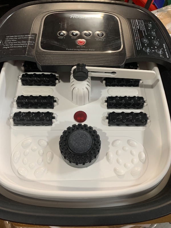 Photo 1 of (used) HOSPAN Collapsible Foot Spa with Heat, Bubble, Red Light, and Temperature Control, Foot Bath Massager with 8 Shiatsu Massage Rollers
