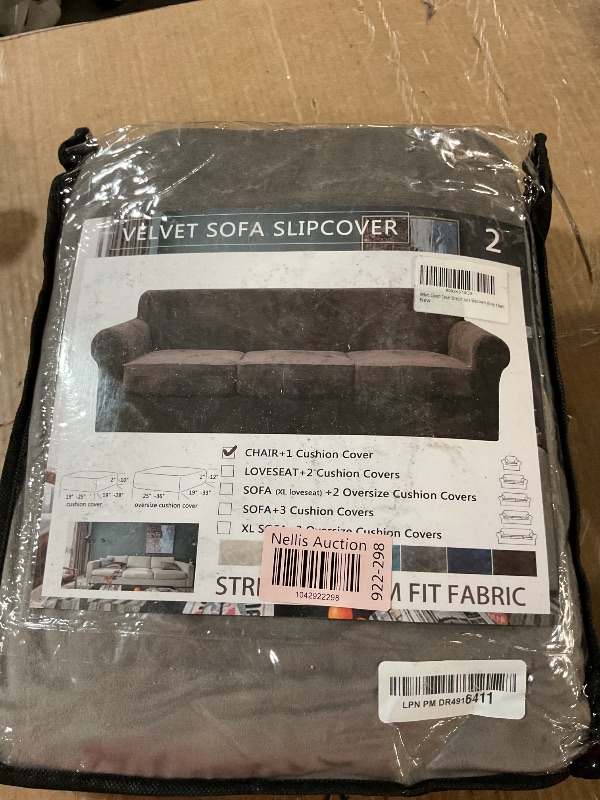 Photo 1 of (USED/FAIR) ZNSAYOTX Luxury Velvet Chair Slipcovers with Arms 2 Piece Stretch Chair Covers for Living Room Thick Soft Armchair Slipcover Anti Slip Dog Pet Friendly Furniture Protector (Grey),30"-47"(1 Cushion)
