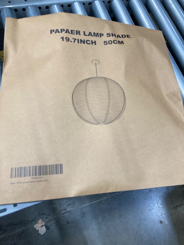Photo 1 of 1PC 19.7 Inch Round Rice Paper Lamp Shades, White Paper Lanterns Lights,Paper Pendant Light Shade,Hanging Paper Lamp Shade,Noguchi Lamp Shade,Lampshade for Living Room,Excluding Wires and Bulbs