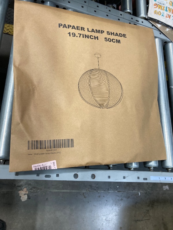 Photo 1 of 1PC 19.7 Inch Round Rice Paper Lamp Shades, White Paper Lanterns Lights,Paper Pendant Light Shade,Hanging Paper Lamp Shade,Noguchi Lamp Shade,Lampshade for Living Room,Excluding Wires and Bulbs