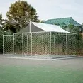 Photo 1 of ***PARTS ONLY***
LZBEITEM 10'x10' Outdoor Dog Kennel with Metal Dog Gate, Outdoor Dog Enclosure with Roof, Heavy Duty Dog Kennel for Outdoor Backyard Farm