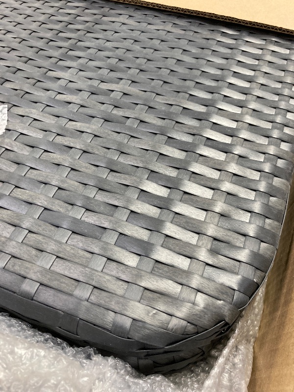 Photo 1 of ***BOX 1 OF 2/INCOMPLETE SET**Pamapic 5 Pieces Wicker Patio Furniture Set Outdoor Patio Chairs with Ottomans Conversation Furniture with coffetable for Poorside Garden Balcony(Blue Cushion + Black Rattan)