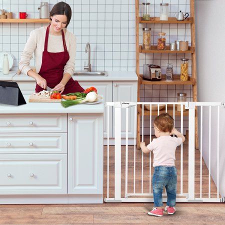 Photo 1 of 29.5-51.6 Extra Wide Baby Gate 30 H Safety Doorway Gates Pressure Mounted White
