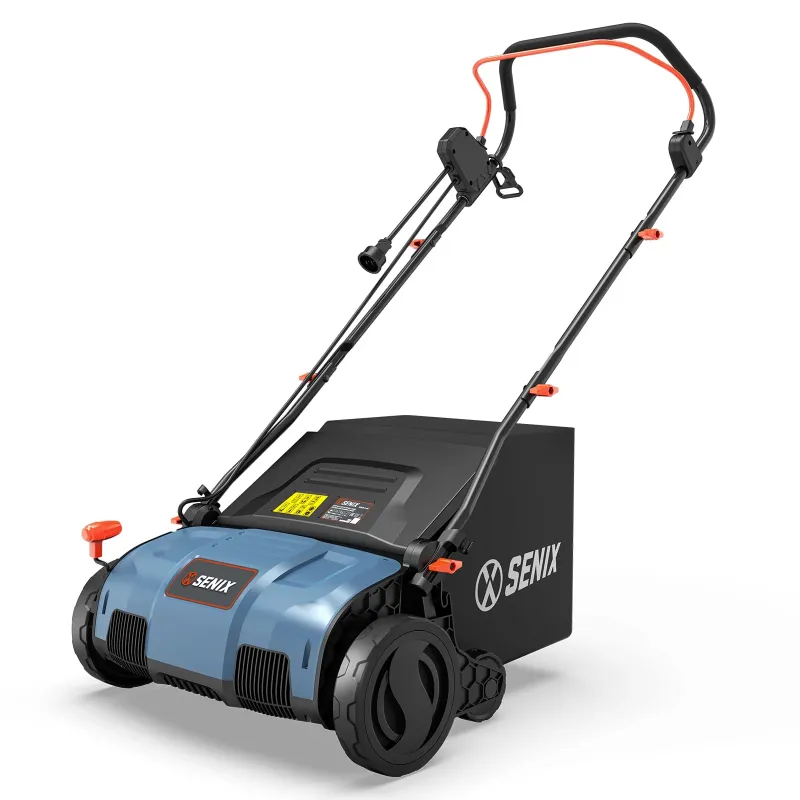 Photo 1 of ***BLADE BROKE OFF/PARTS ONLY**SENIX Corded Dethatcher/Scarifier 2 in 1, 15" 13Amp, 5-Position Adjustment with Collection Bag, SCE13-M
