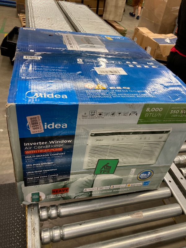 Photo 1 of Midea 8,000 BTU Smart Inverter Air Conditioner Window Unit with Heat and Dehumidifier – Cools up to 350 Sq. Ft., Energy Star Rated, Quiet Operation, Electronic Controls, Remote Control, White
