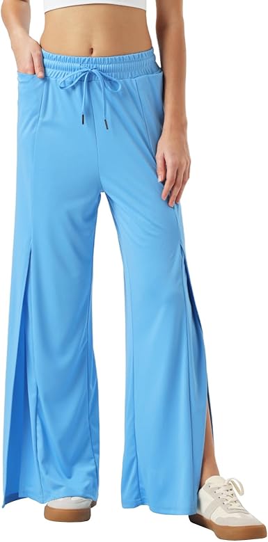 Photo 1 of "/28"/30" Inseam Womens Split Wide Leg Sweatpants Lightweight Petite Summer UPF50 Palazzo Strech Flowy Pants Loose Pockets