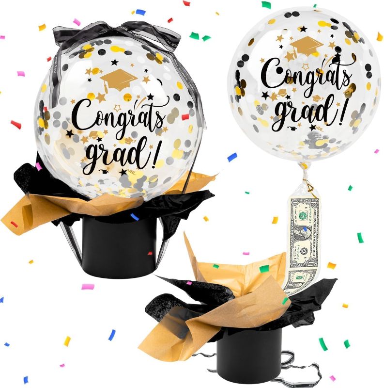 Photo 1 of 2025 Graduation Balloon Gift Set, Class Of 2025 Congrats Grad Pull Money Confetti Balloon Box Funny Surprise Cash Gift Idea For Boys Girls College High School Graduation Party Decor, Red Black