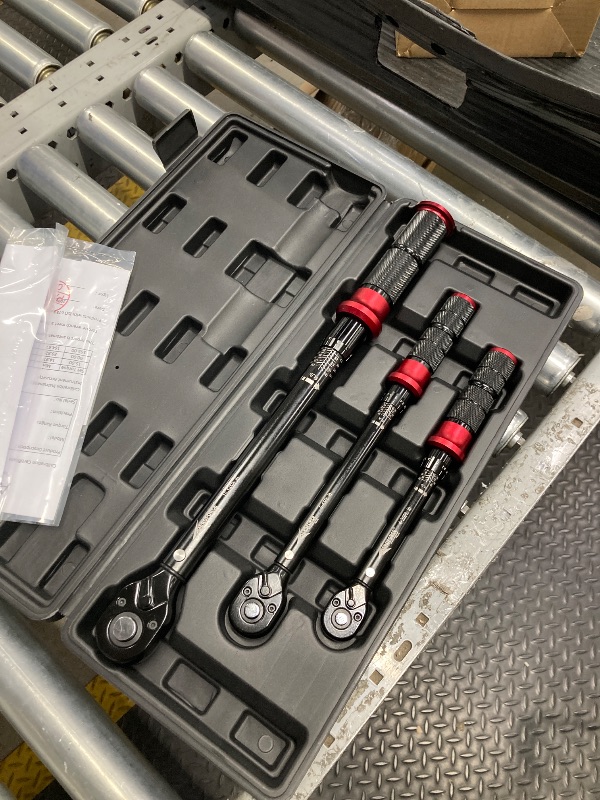 Photo 1 of 1/4 3/8 1/2-inch Drive Torque Wrench - 3Pcs Torque Wrench Set 20-240in.lb, 5-45ft.lb, 10-170ft.lb, Dual-Direction Adjustable 72 Tooth Click Torque Wrench for Bicycle, Moto and Car Maintenance
