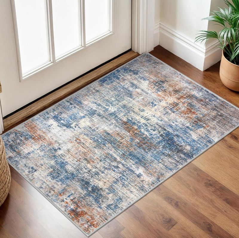 Photo 1 of 
2'x3' Small Modern Abstract Rugs, Faux Wool Washable Throw Rug for Kitchen Entryway Indoor Entrance, Soft Floor Covering Carpet Door Rug Minimalist Interiors, Rus