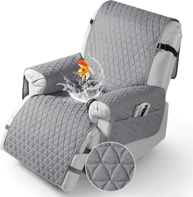 Photo 1 of  

TAOCOCO 100% Waterproof Recliner Cover - Recliner Chair Cover with Non-Slip Granule, Elastic Band, Storage Pockets (Light Gray, Large-