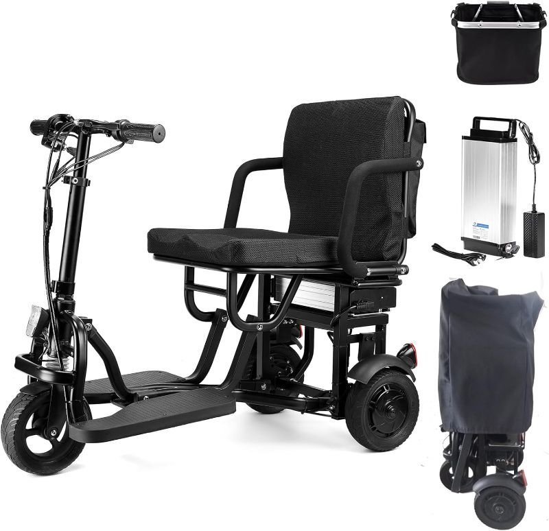 Photo 1 of ***MISSING PARTS/BROKEN HARDWARE**Mobility Scooters for Adults - NO ASSEMBLY REQUIRED, Powered Mobility Scooters Folding Portable Power 3 Wheel Travel Scooter, Weight Only 48 lbs, 20 Miles Long Range