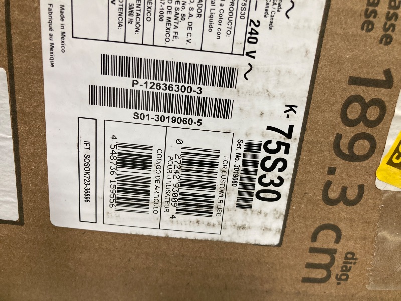 Photo 1 of ***PARTS ONLY***
Sony 75-Inch Class 4K Ultra HD BRAVIA 3 LED Smart TV with Google TV, Dolby Vision HDR, and Exclusive Features for PlayStation®5 (K-75S30), 2024 Model