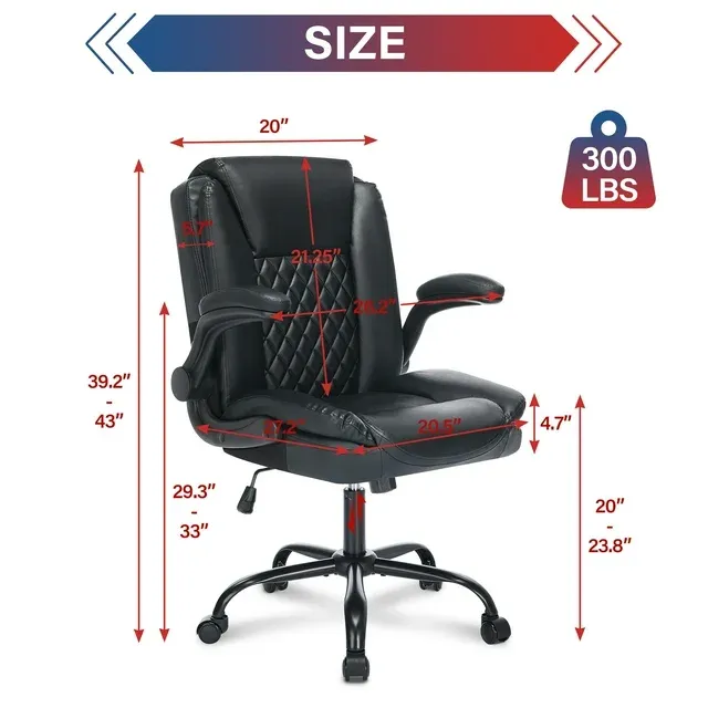 Photo 1 of ***NEEDS HARDWARE***JONPONY Big and Tall Office Chair 300LBS Wide Seat Ergonomic Computer Desk Chair High Back Executive Leather Chair Adjustable Task Chair Lumbar Back Support 8 Hours Heavy Duty Design,Black

