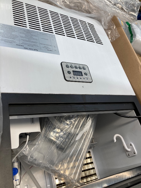 Photo 1 of ROVSUN 90LBS/24H Commercial Ice Maker with 2 Water Inlets, Stainless Steel Ice Machine Countertop & Freestanding for Restaurant Bar with 11lbs Storage Bin, Ice Scoop, Drain Pipe & Water Filter